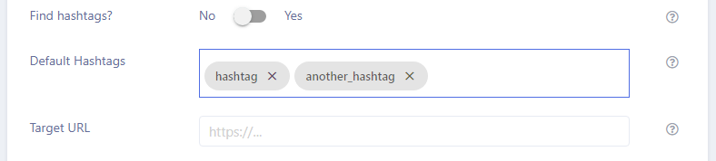 Default hashtags