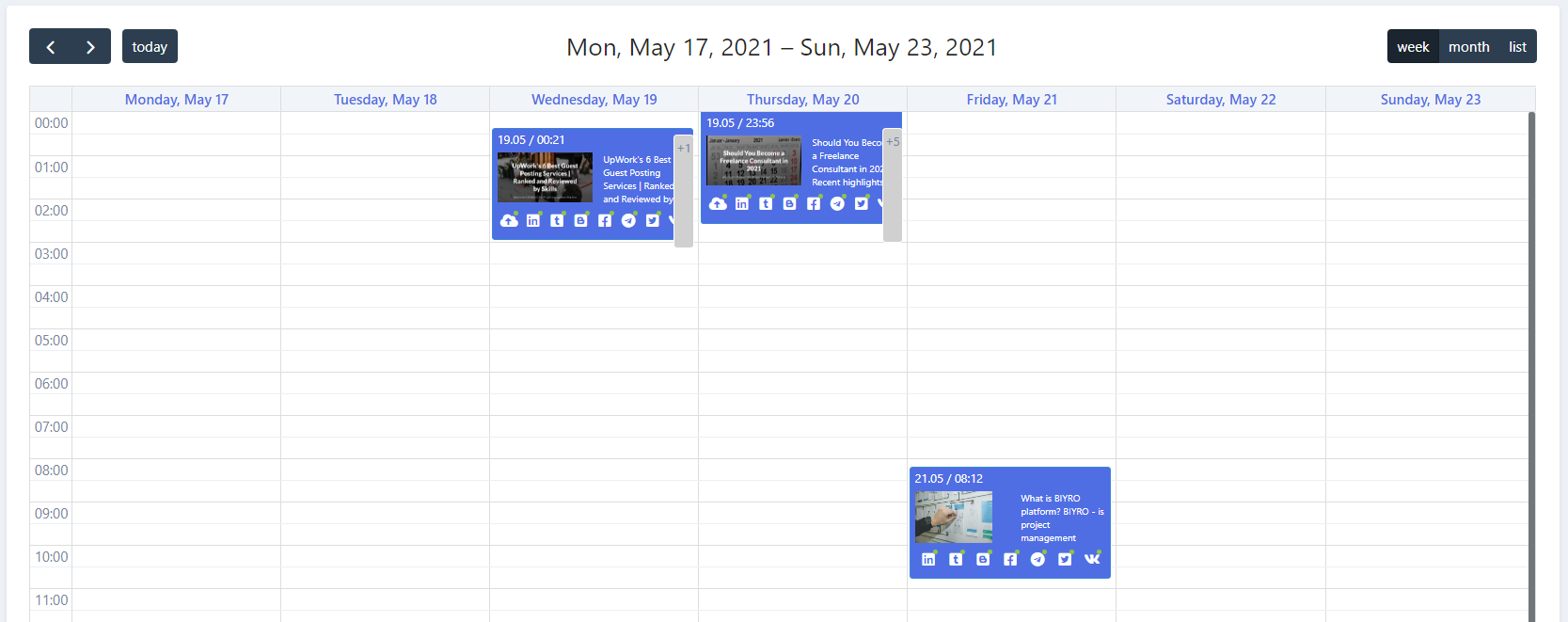 LazySMM calendar interface